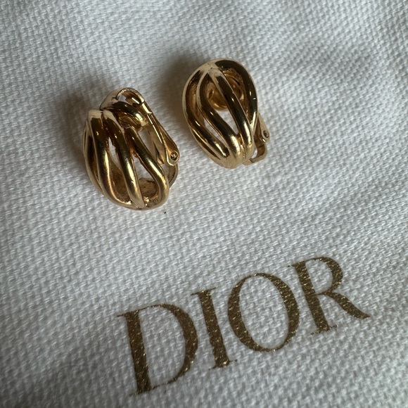 π Dior Vintage Clip on Earrings with Dior drawstring bag π - Picture 7 of 7